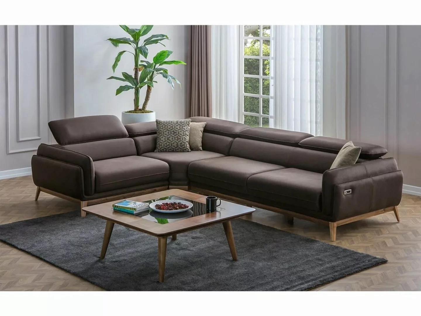 Xlmoebel Ecksofa Hochwertiges Komplett-Wohnzimmer-Set mit Leder-Ecksofa in günstig online kaufen