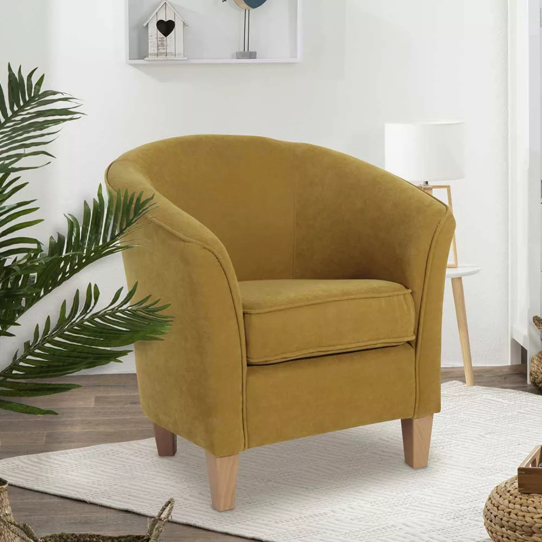 Kleiner Sessel gelb in modernem Design 70 cm breit - 74 cm hoch günstig online kaufen