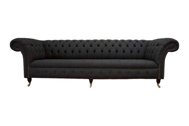 JVmoebel Sofa Schwarzes Chesterfield Sofa 4 Sitzer Stoff Wohnzimmer Design günstig online kaufen