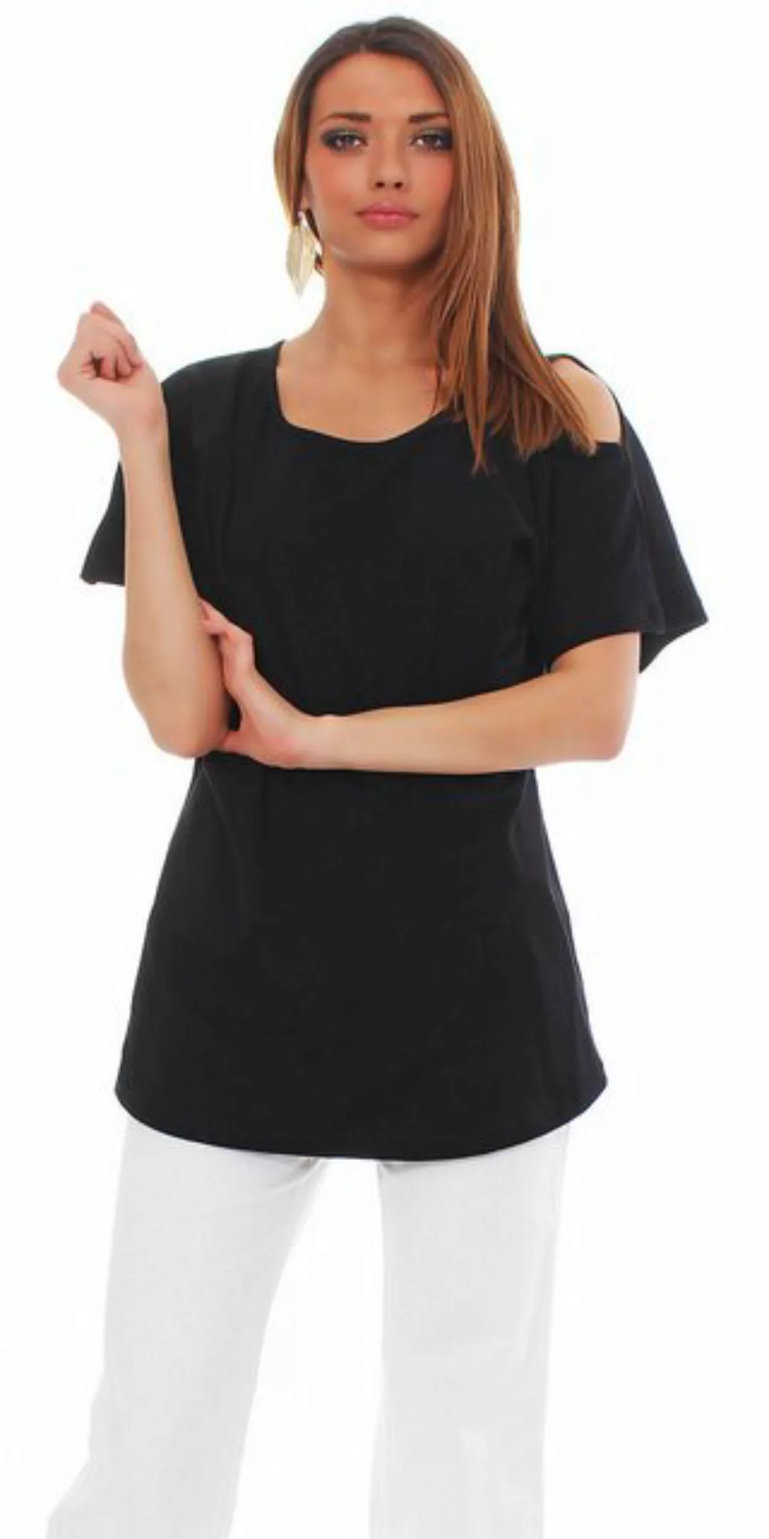 Mississhop Langarmshirt Trendiges Damen-Shirt mit Cut-Out-Ärmeln M. Klara günstig online kaufen