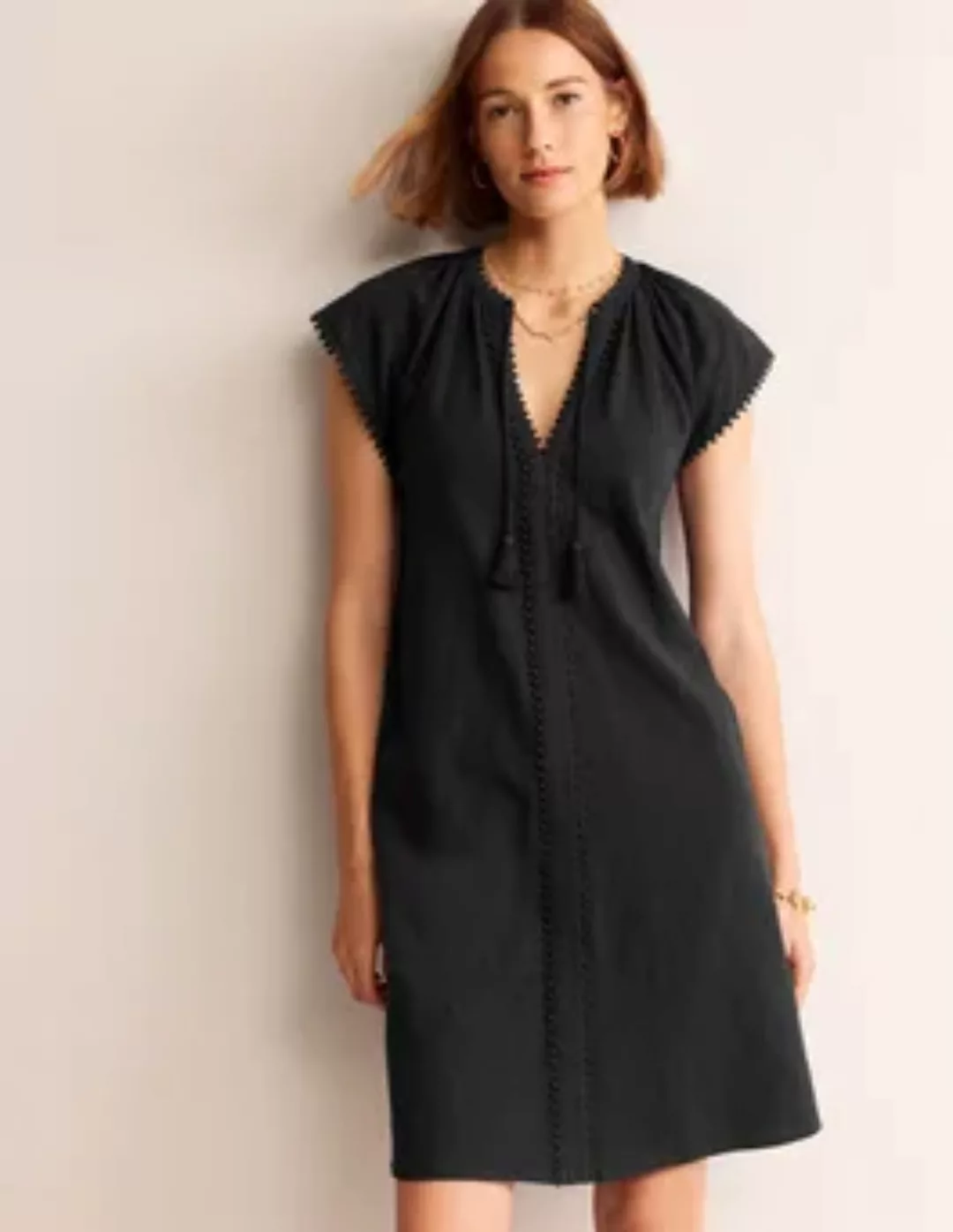 Millie Pom Cotton Dress Damen Boden, Schwarz günstig online kaufen