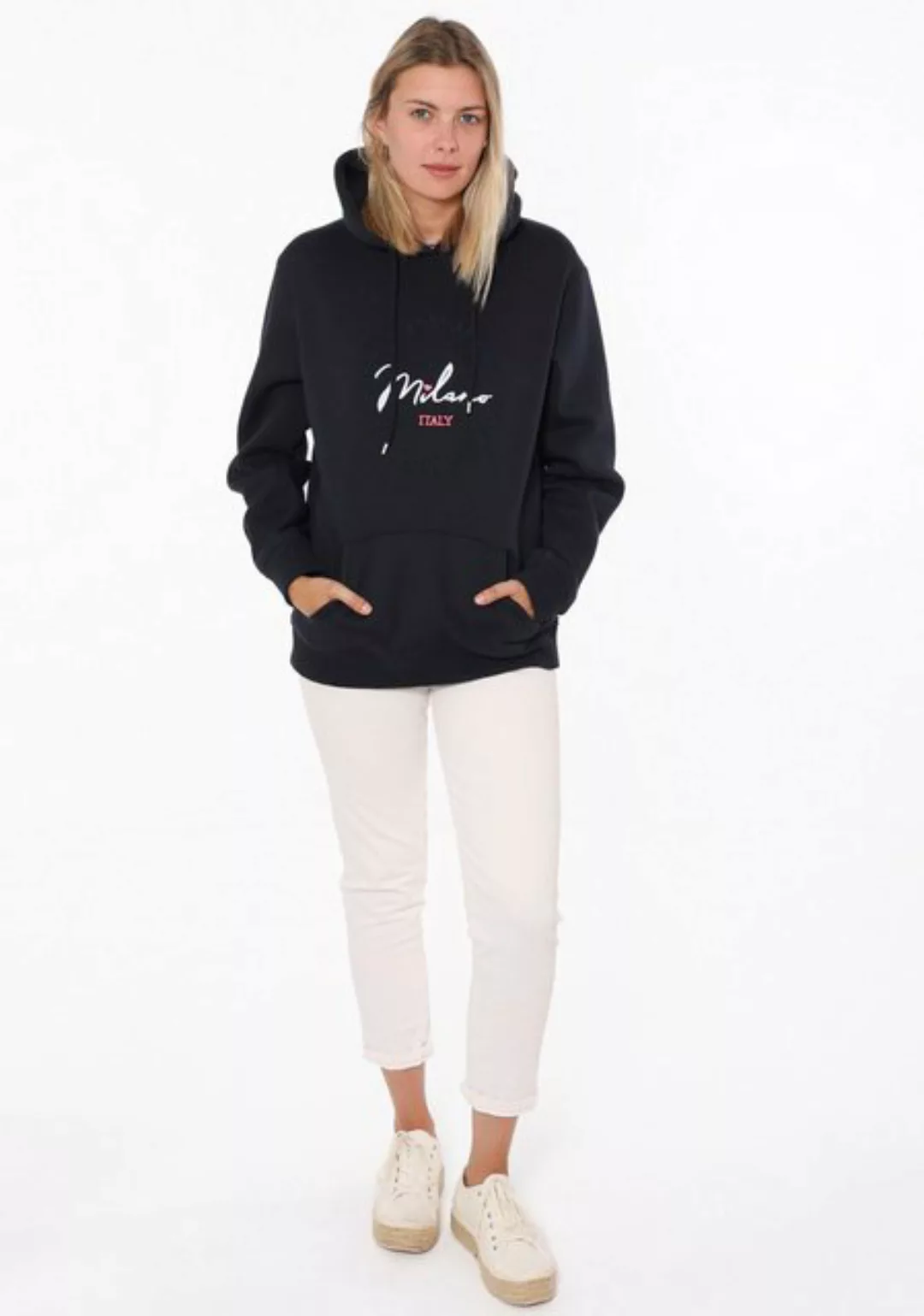 Zwillingsherz Kapuzensweatshirt, mit "Amore"-Schriftzug und Herzchen am Rüc günstig online kaufen