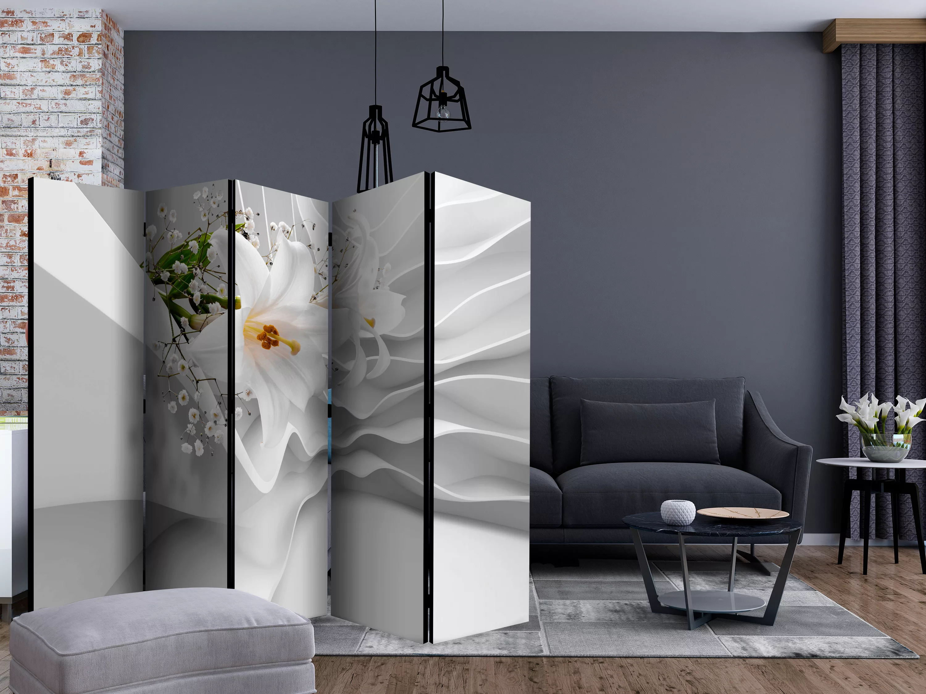 5-teiliges Paravent - Flowers For Modernity Ii [room Dividers] günstig online kaufen