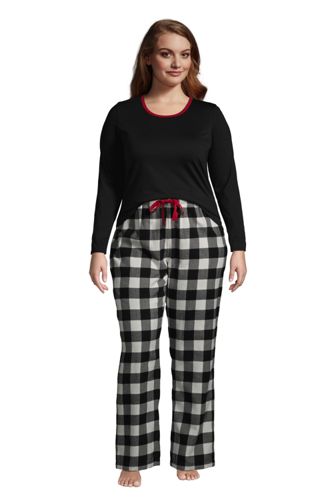 Flanell Pyjama-Set mit gemusterter Hose in großen Größen, Damen, Größe: 52- günstig online kaufen