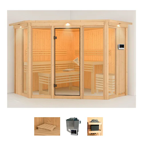 Karibu Sauna »Astrid 2«, (Set), 9-kW-Ofen mit externer Steuerung günstig online kaufen