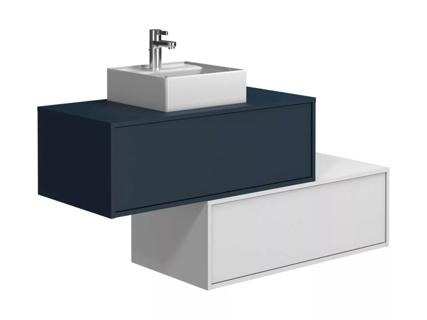 Waschbeckenunterschrank hängend mit Einzelwaschbecken & zwei Schubladen - N günstig online kaufen
