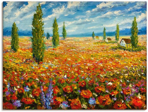 Artland Leinwandbild "Mohnblumenwiese", Blumenwiese, (1 St.), auf Keilrahme günstig online kaufen