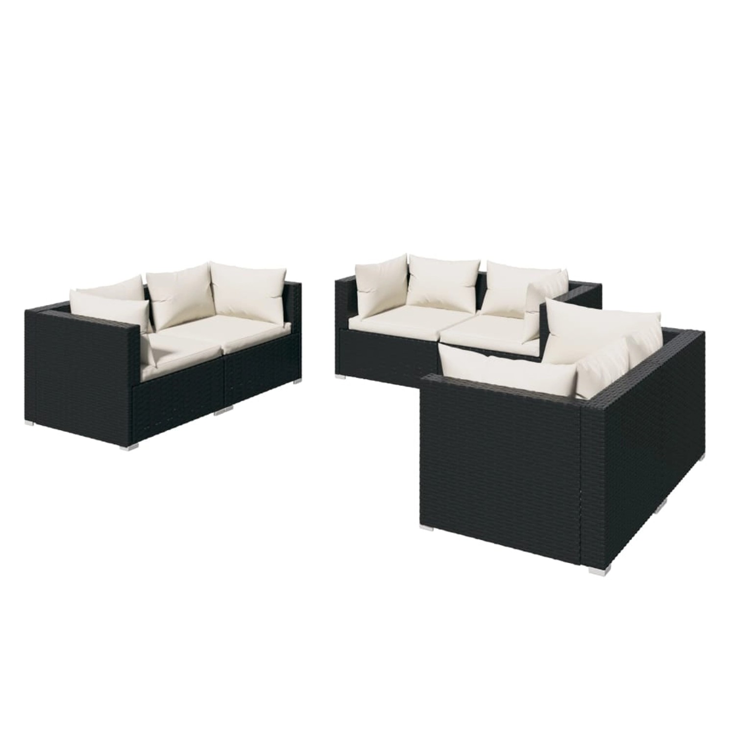 Vidaxl 6-tlg. Garten-lounge-set Mit Kissen Poly Rattan Schwarz günstig online kaufen