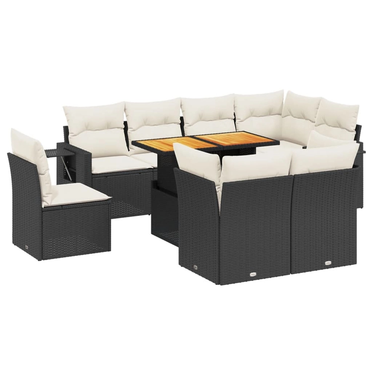 vidaXL 9-Tlg Garten-Sofagarnitur mit Kissen Schwarz Poly Rattan 3271847 günstig online kaufen