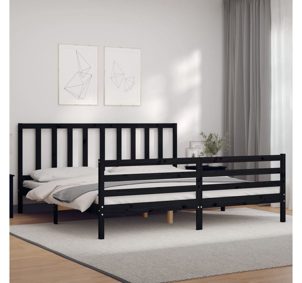 vidaXL Bett Massivholzbett mit Kopfteil Schwarz 200x200 cm günstig online kaufen