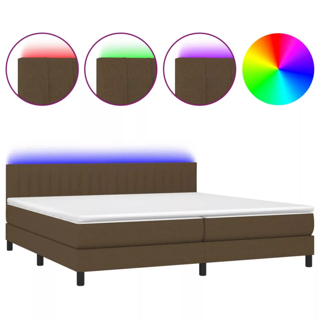 vidaXL Boxspringbett Boxspringbett mit Matratze LED Dunkelbraun 200x200 cm günstig online kaufen