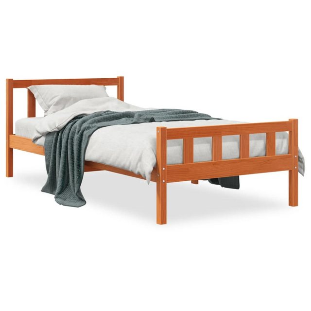vidaXL Bett Massivholzbett mit Kopfteil Wachsbraun 90x190 cm Kiefer günstig online kaufen