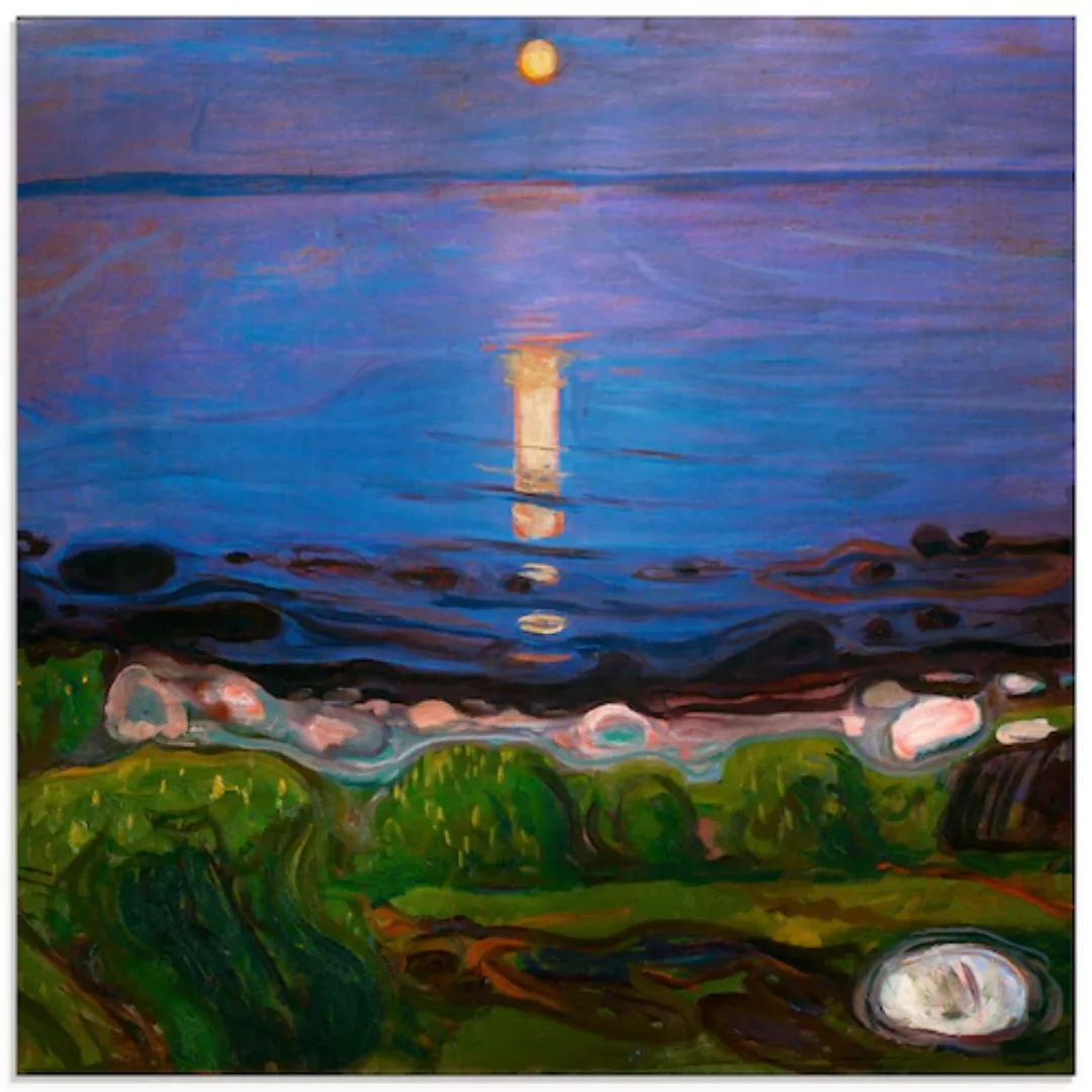 Artland Glasbild »Sommernacht am Meeresstrand.«, Gewässer, (1 St.), in vers günstig online kaufen