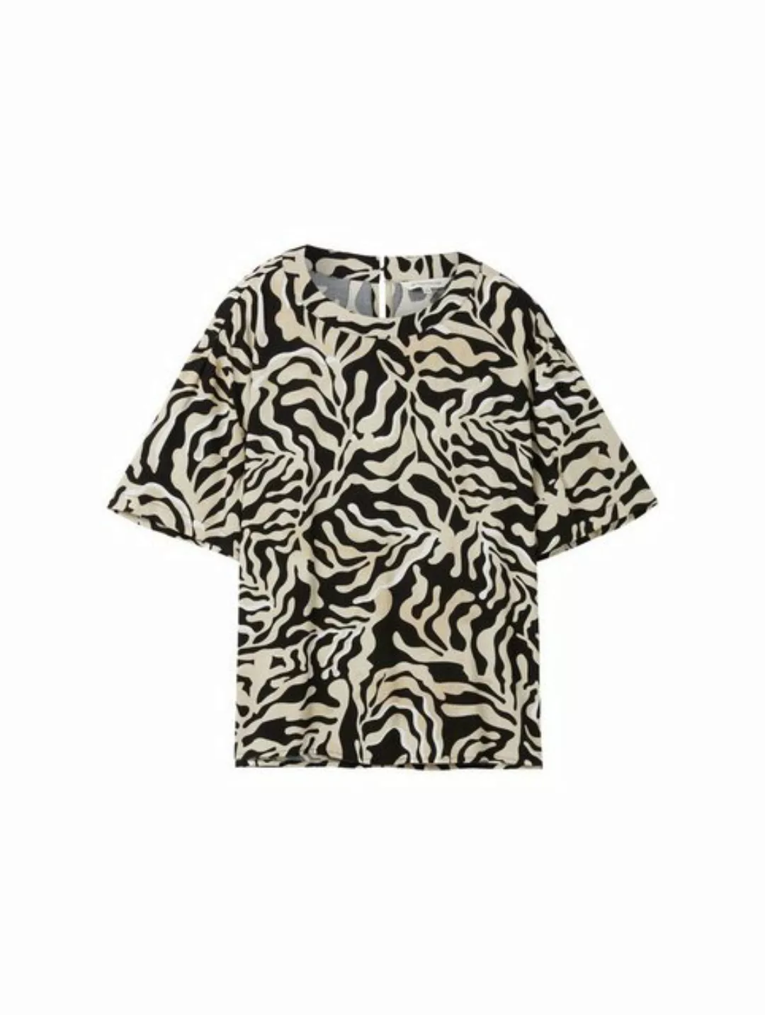 TOM TAILOR Blusenshirt easy shape blouse, black cut palmtree design günstig online kaufen