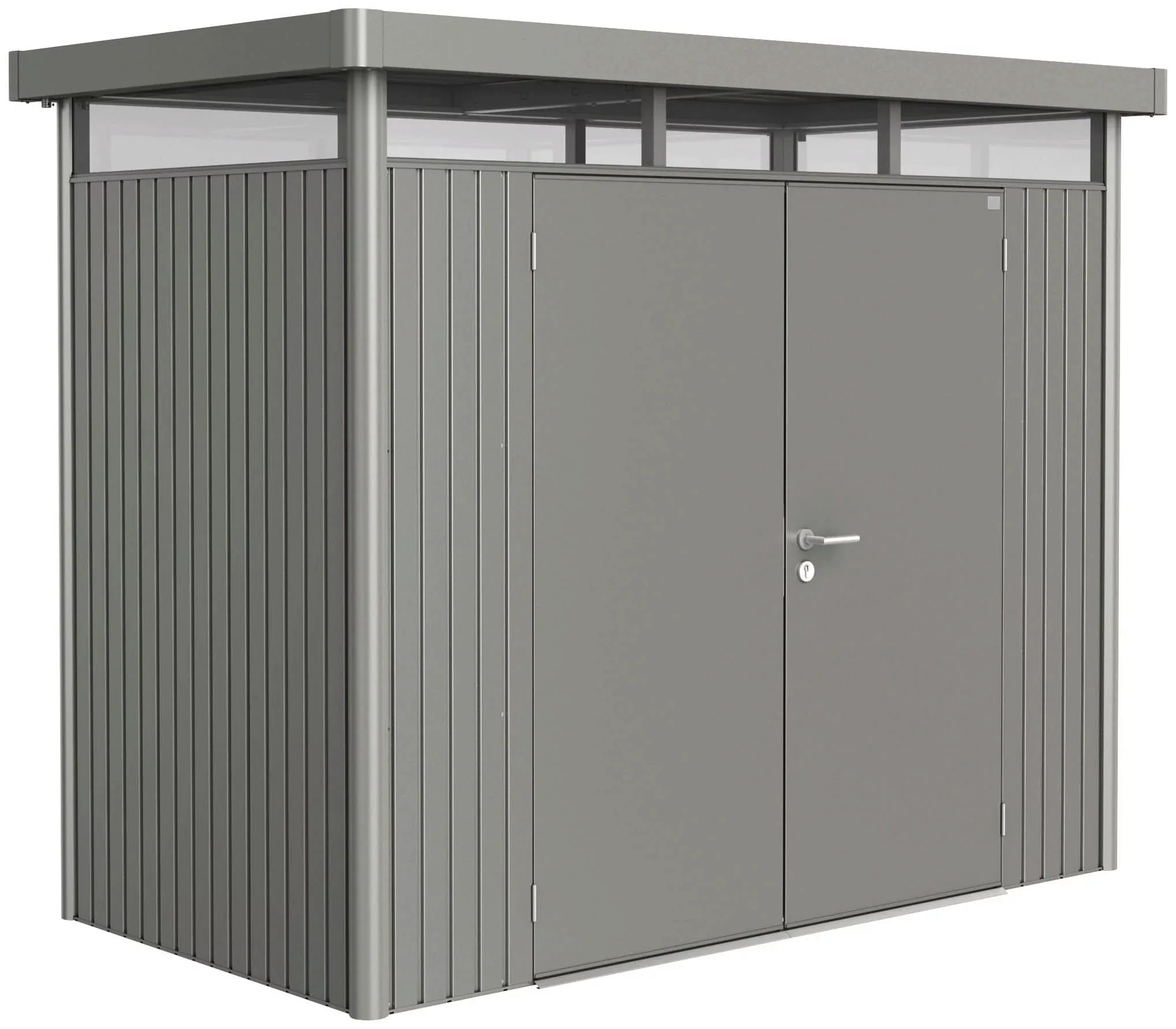 Biohort Metall-Gerätehaus HighLine Silber-Metallic 3,5 m² Doppeltür günstig online kaufen