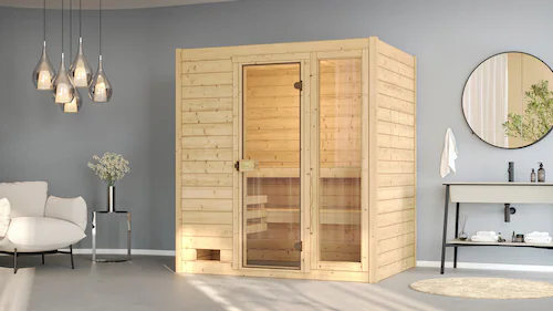 weka Sauna »Massivholzsauna VALIDA 2«, Blockbohlen, moderne Ganzglastür, Fe günstig online kaufen