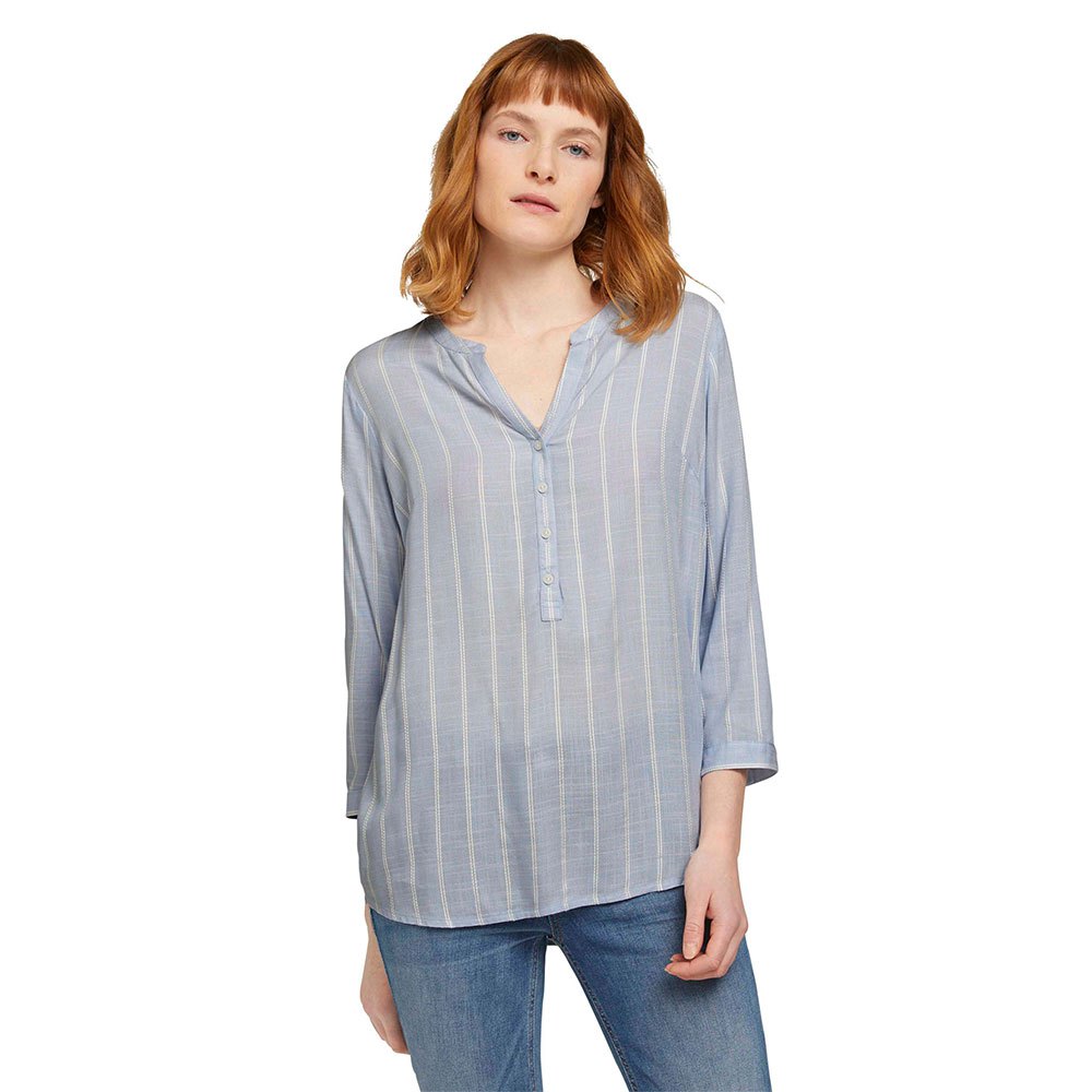 Tom Tailor Langarm Bluse 38 Blue Stripe Vertical günstig online kaufen