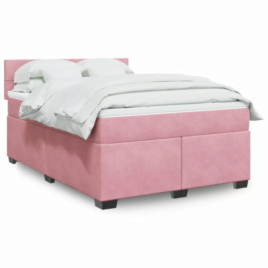 vidaXL Boxspringbett, Boxspringbett mit Matratze Rosa 140x200 cm Samt günstig online kaufen