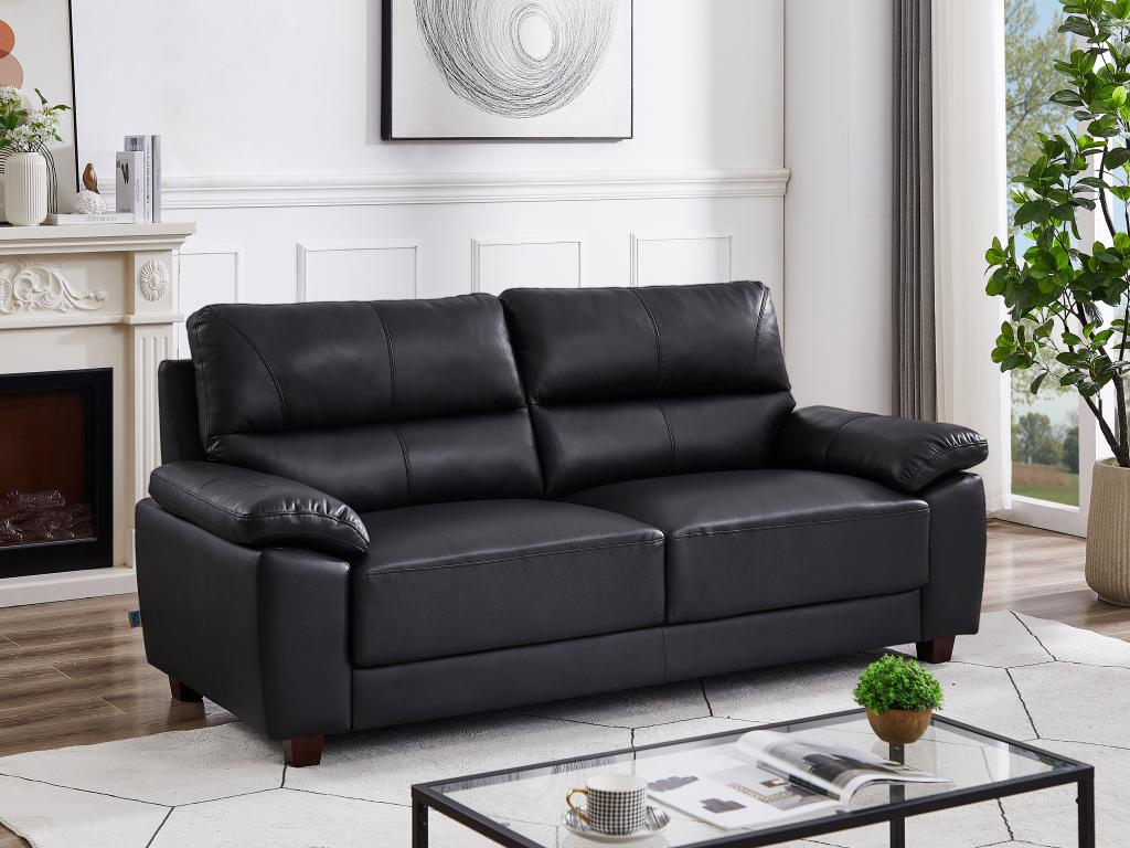 Sofa 3-Sitzer - Leder - Schwarz - TASANI günstig online kaufen