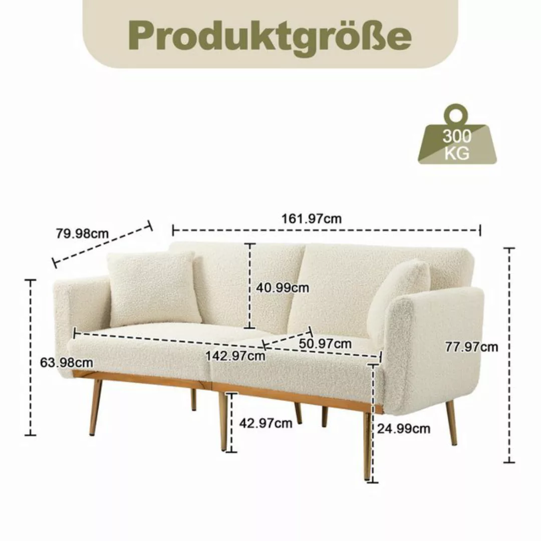 ccbetter Schlafsofa 2-Sitzer-Klappsofa mit Schlaffunktion, 3-fach verstellb günstig online kaufen