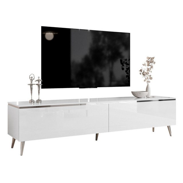 Lookway TV-Schrank AURORA SILVER auf Beinen und LED Beluchtung Breite: 180 günstig online kaufen