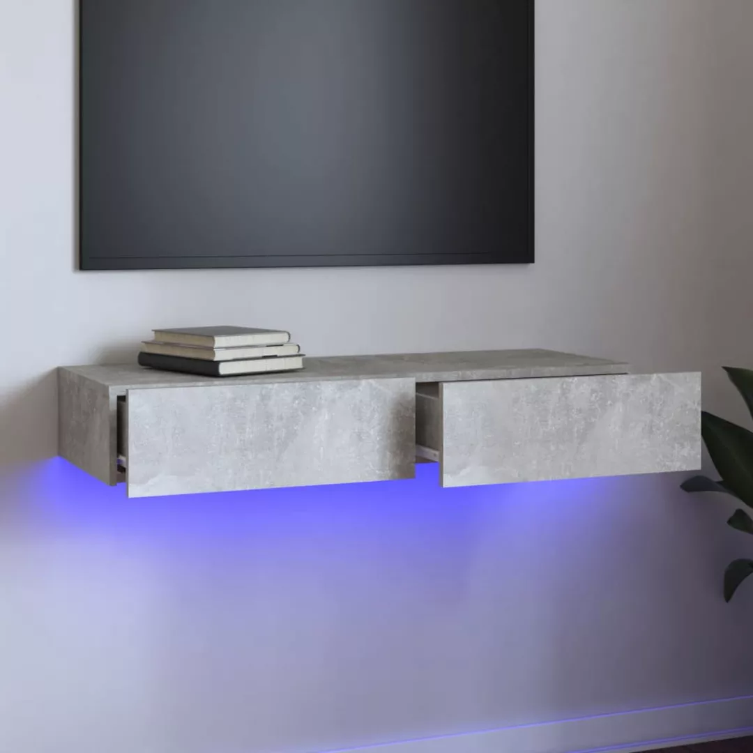 Vidaxl Tv-schrank Mit Led-leuchten Betongrau 90x35x15,5 Cm günstig online kaufen