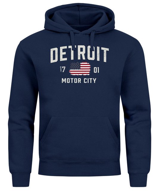 Neverless Hoodie Hoodie Herren Detroit USA Print Aufdruck Amerika Stars and günstig online kaufen