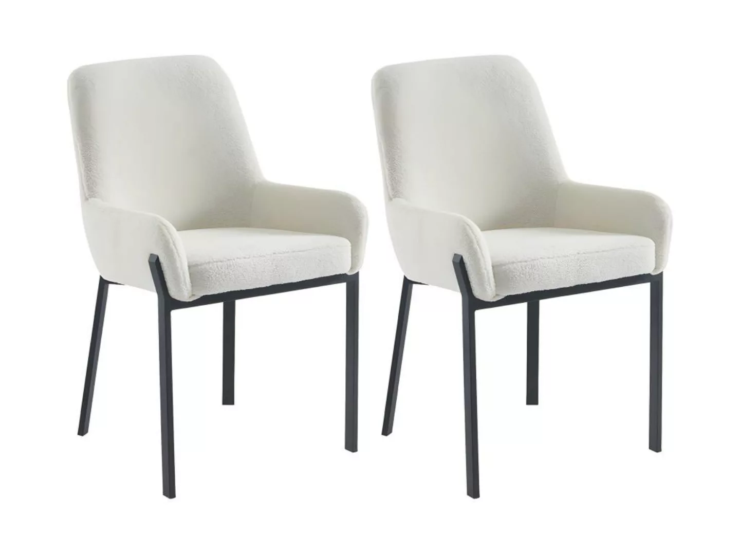 Stuhl mit Armlehnen 2er-Set - Bouclé-Stoff & Metall - Weiß - CAROLONA von P günstig online kaufen