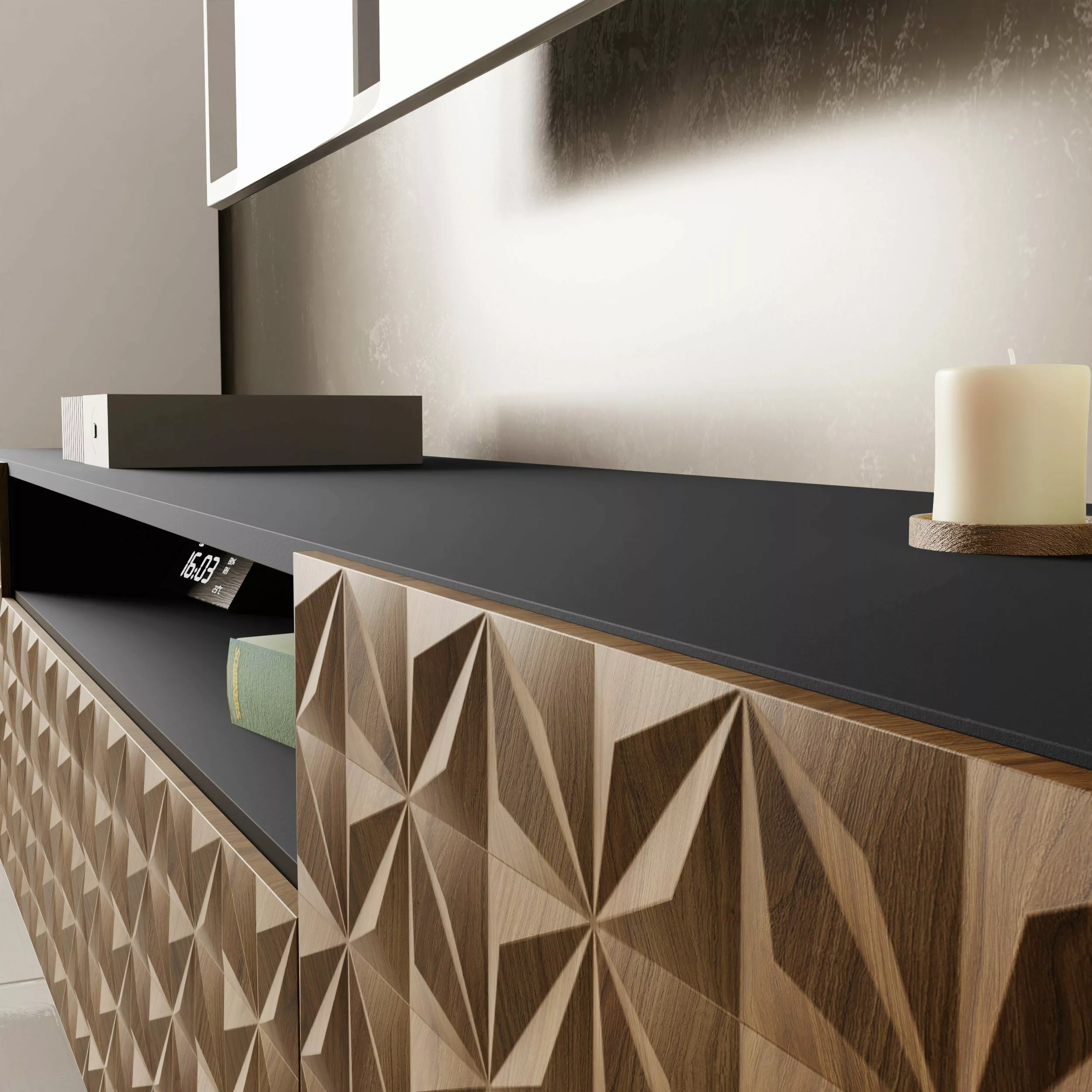 Beautysofa TV-Schrank Modernes RTV-Kabinett mit gefräster günstig online kaufen