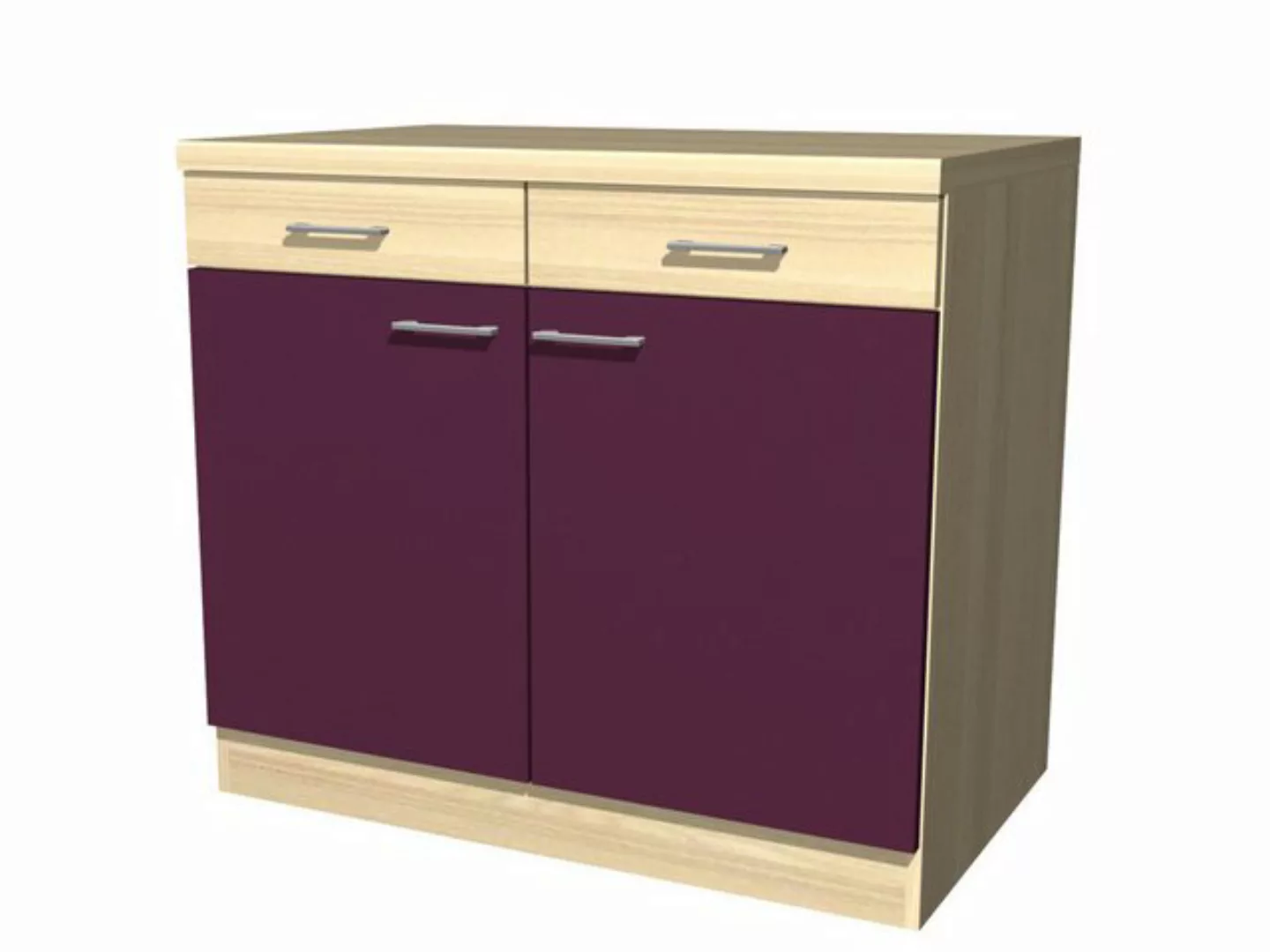 Flex-Well Unterschrank Küchenunterschrank - 100 cm breit - Aubergine Akazie günstig online kaufen