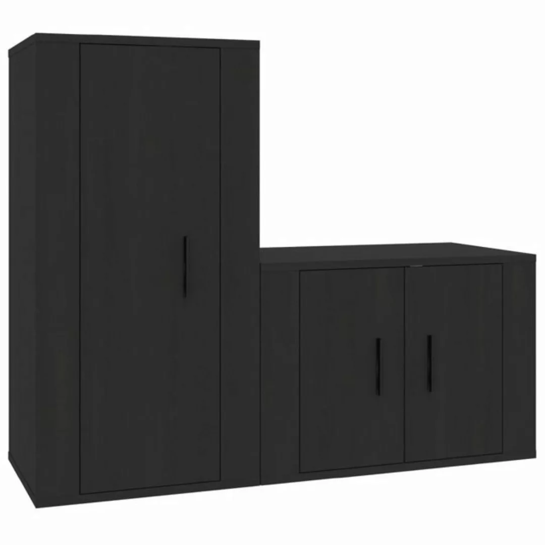 Vidaxl 2-tlg. Tv-schrank-set Schwarz Holzwerkstoff günstig online kaufen