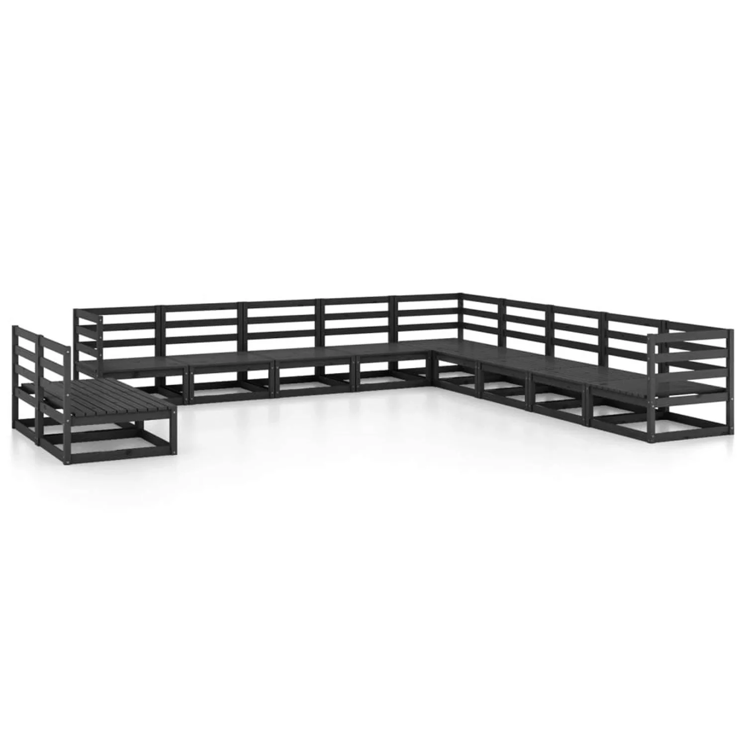 vidaXL 11-tlg Garten-Lounge-Set Schwarz Massivholz Kiefer Modell 2 günstig online kaufen