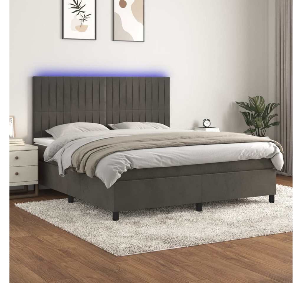 vidaXL Boxspringbett Boxspringbett mit Matratze LED Dunkelgrau 180x200 cm S günstig online kaufen