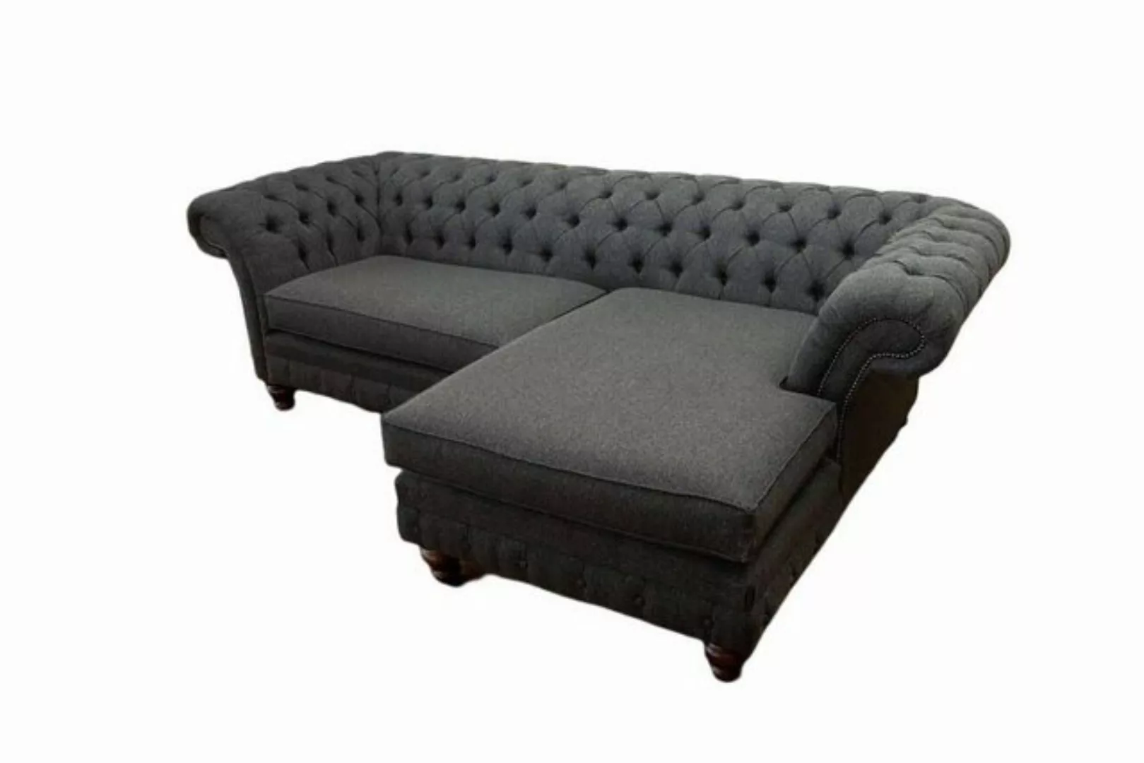 JVmoebel Ecksofa Graues Chesterfield Ecksofa L-Form Stoff Design Couch Sitz günstig online kaufen