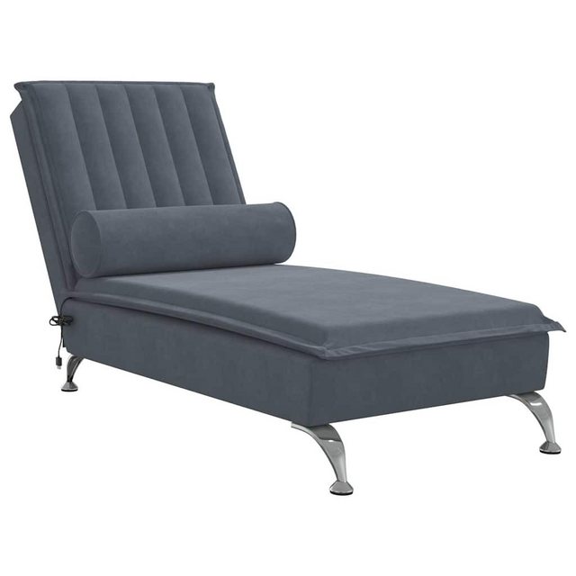 vidaXL Chaiselongue, Massage-Chaiselongue mit Nackenrolle Dunkelgrau Samt günstig online kaufen