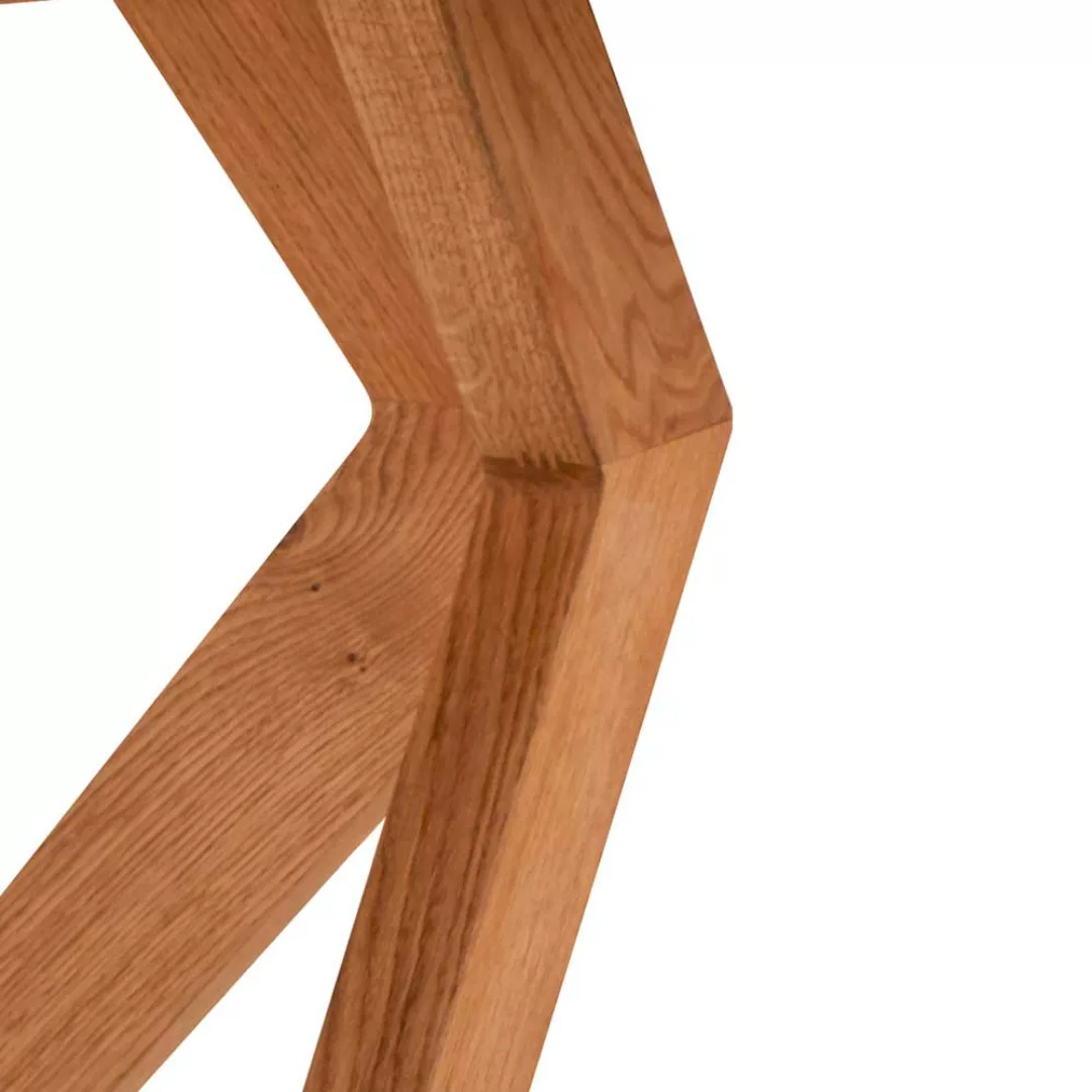 Holztisch Massiv aus Wildeiche modernem Vierfußgestell günstig online kaufen