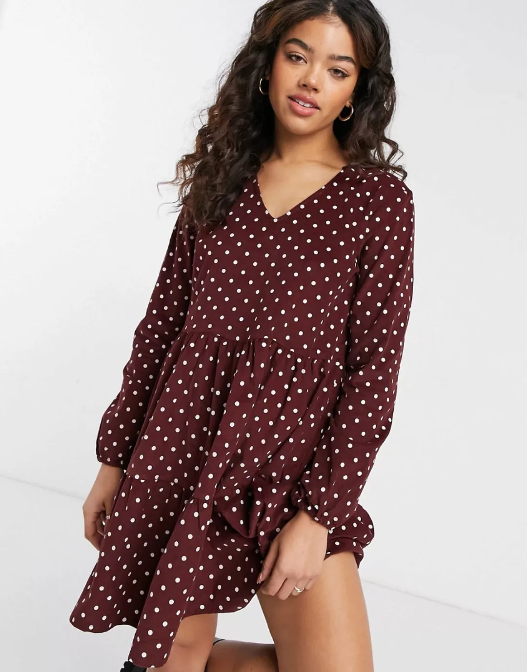 JDY – Gewebtes Minikleid mit Punkteprint-Mehrfarbig günstig online kaufen