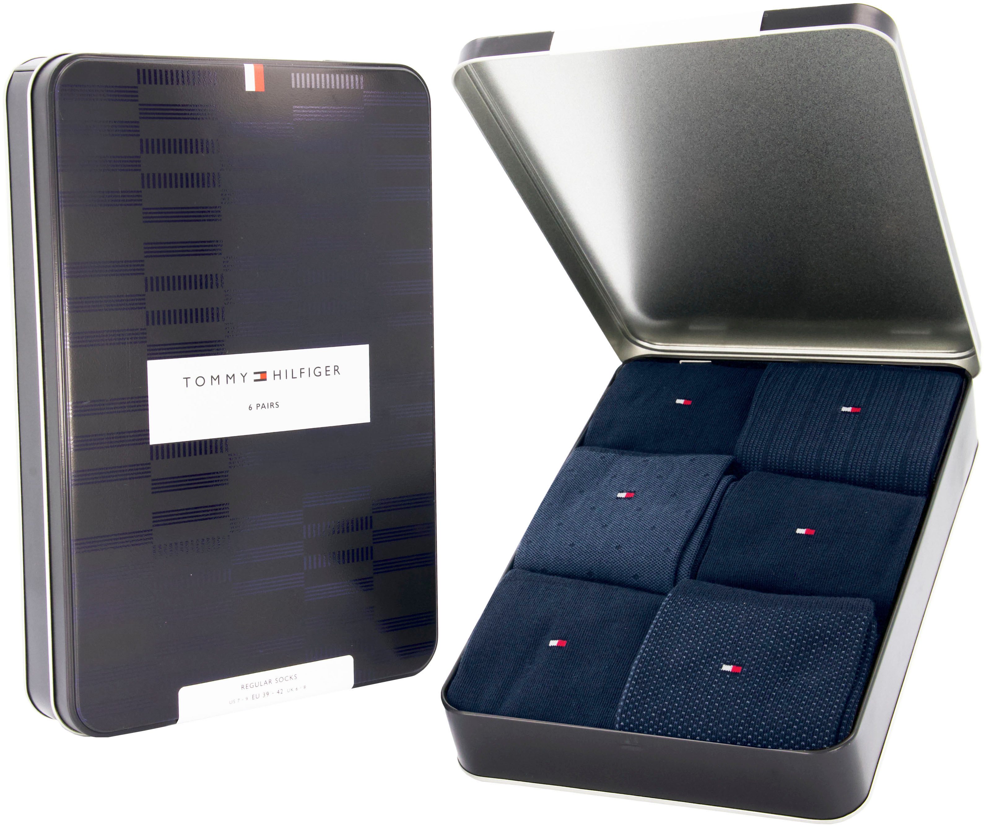Tommy Hilfiger Socken "TH MEN SOCK 6P TIN GIFTBOX BIRDSEYE", (Box, 6 Paar), günstig online kaufen