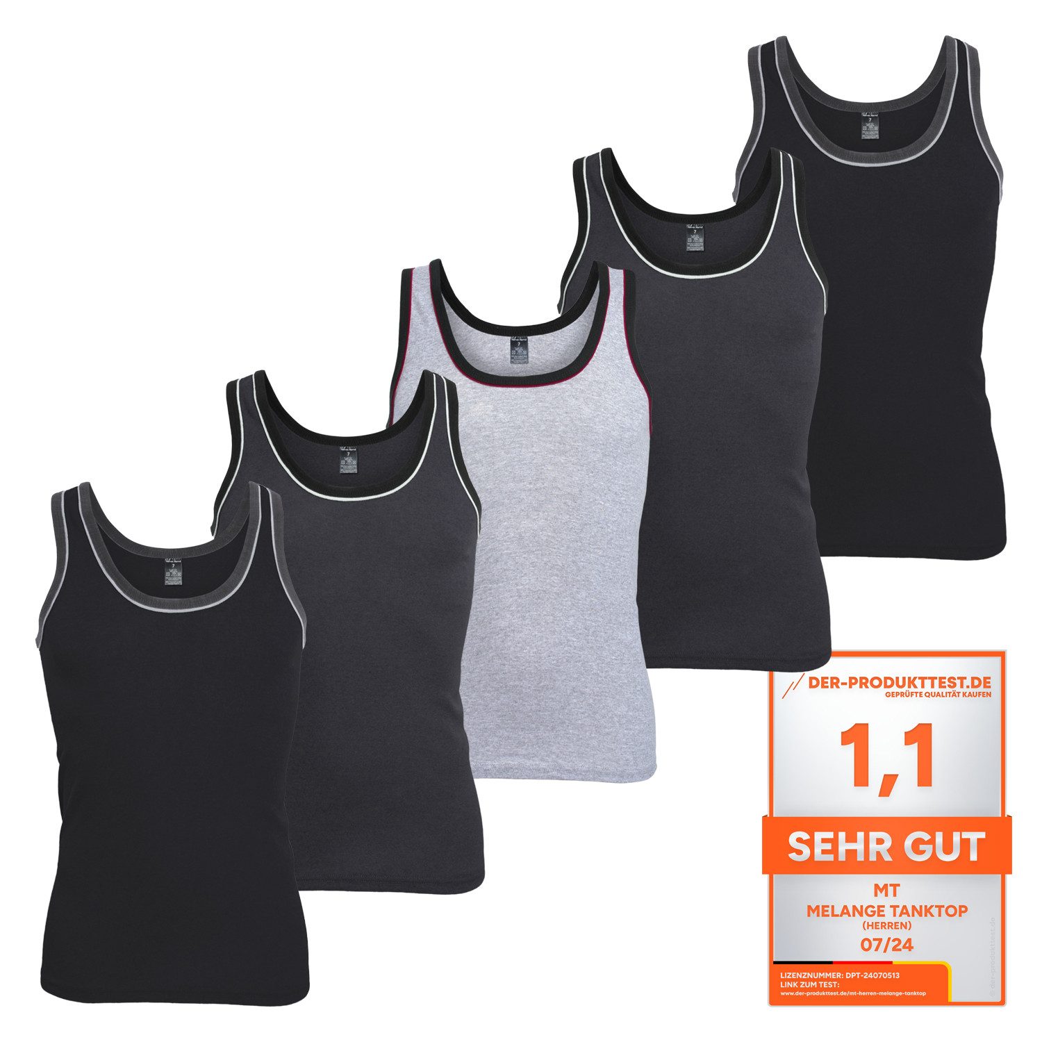 MT Unterhemd Herren Melange Tank-Top (5er günstig online kaufen