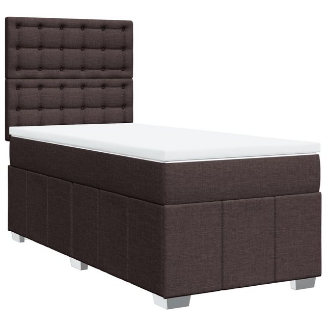 vidaXL Boxspringbett, Boxspringbett mit Matratze Dunkelbraun 90x190 cm Stof günstig online kaufen