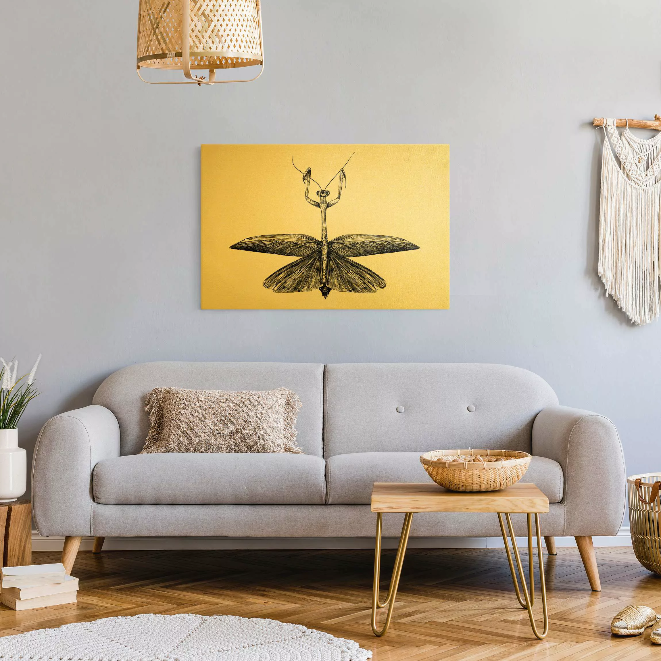 Leinwandbild Illustration stolze Mantis Schwarz günstig online kaufen