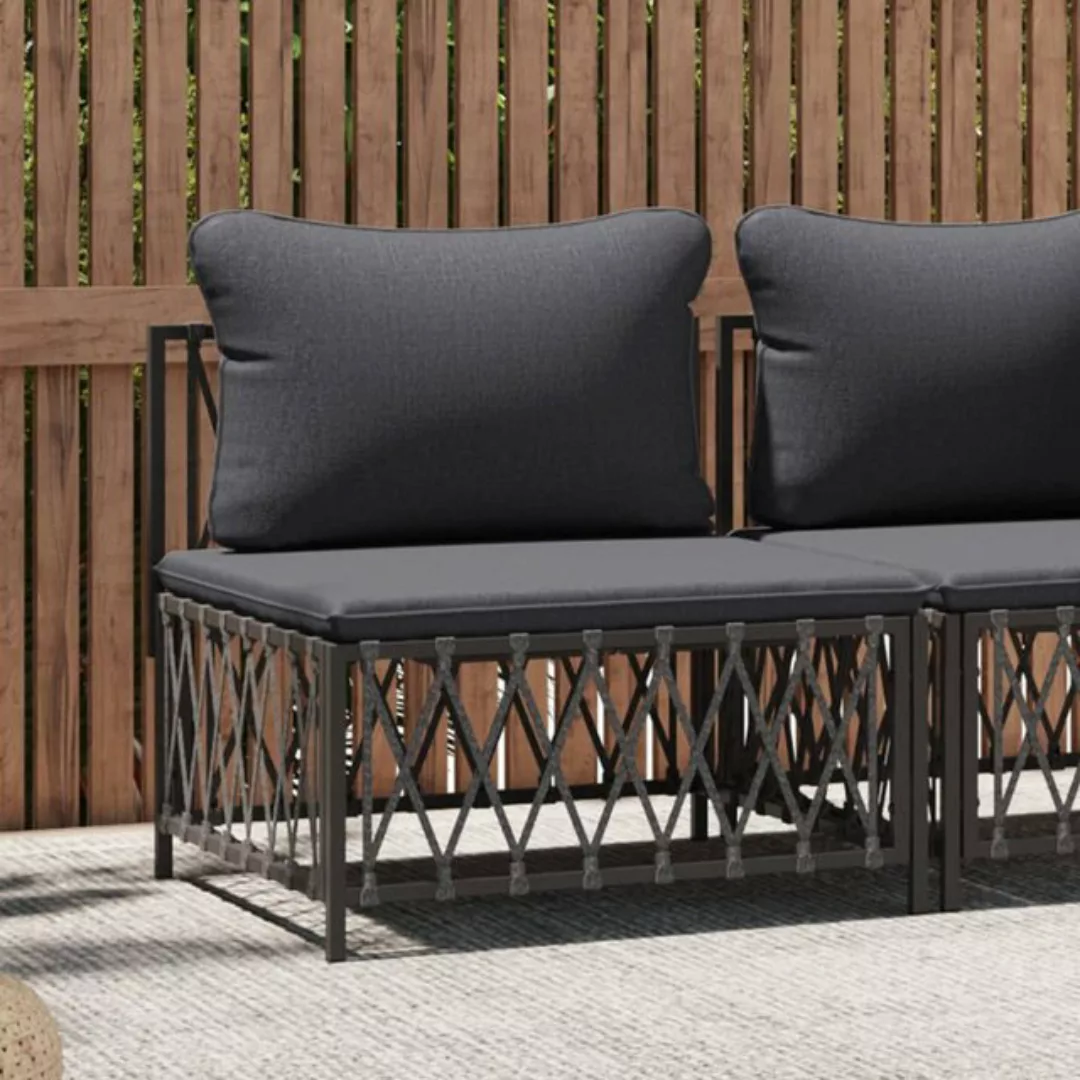 vidaXL Loungesofa Garten-Mittelsofa mit Kissen Anthrazit Gewebe, 1 Teile günstig online kaufen