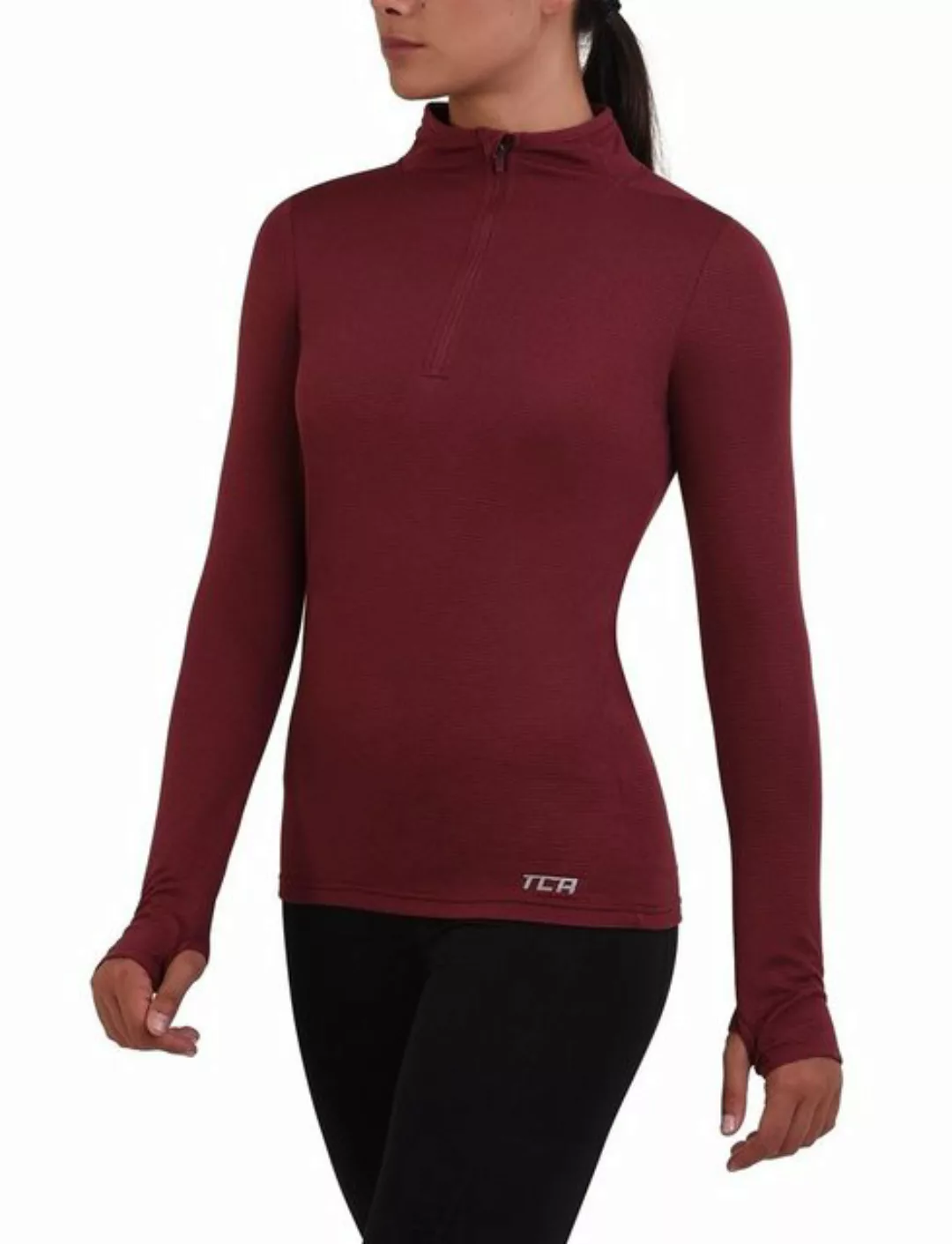 TCA Langarmshirt Damen Sport Shirt Langarm Laufshirt - Cabernet, XL (1-tlg) günstig online kaufen