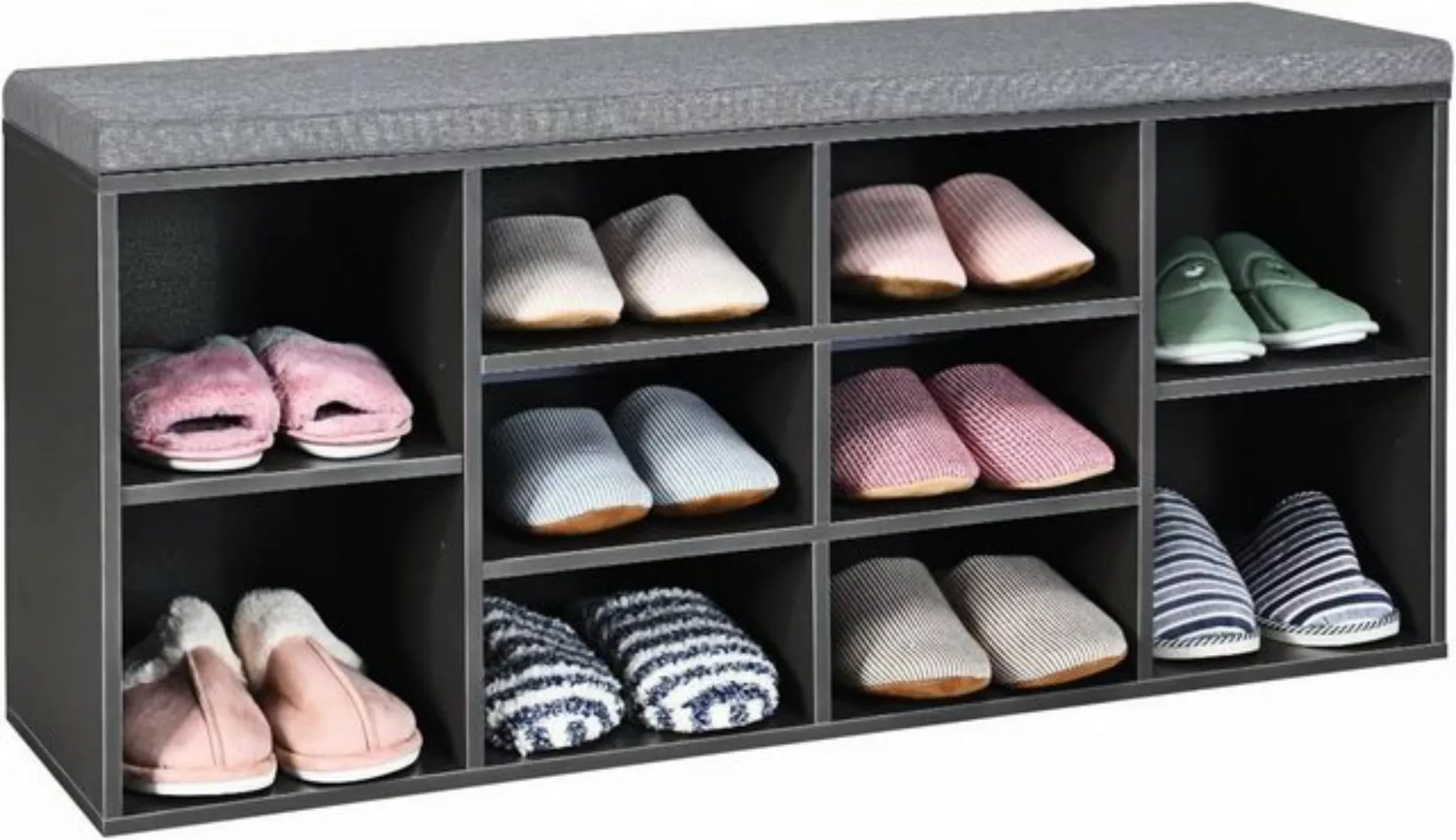 KOMFOTTEU Schuhschrank Schuhablage mit Sitzkissen, mit 10 Ablageflächen günstig online kaufen