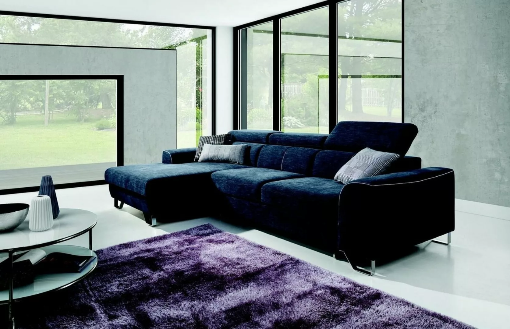 JVmoebel Ecksofa, Stoff Sofa Couch Polster Eck Design Garnitur Blaue Wohnla günstig online kaufen