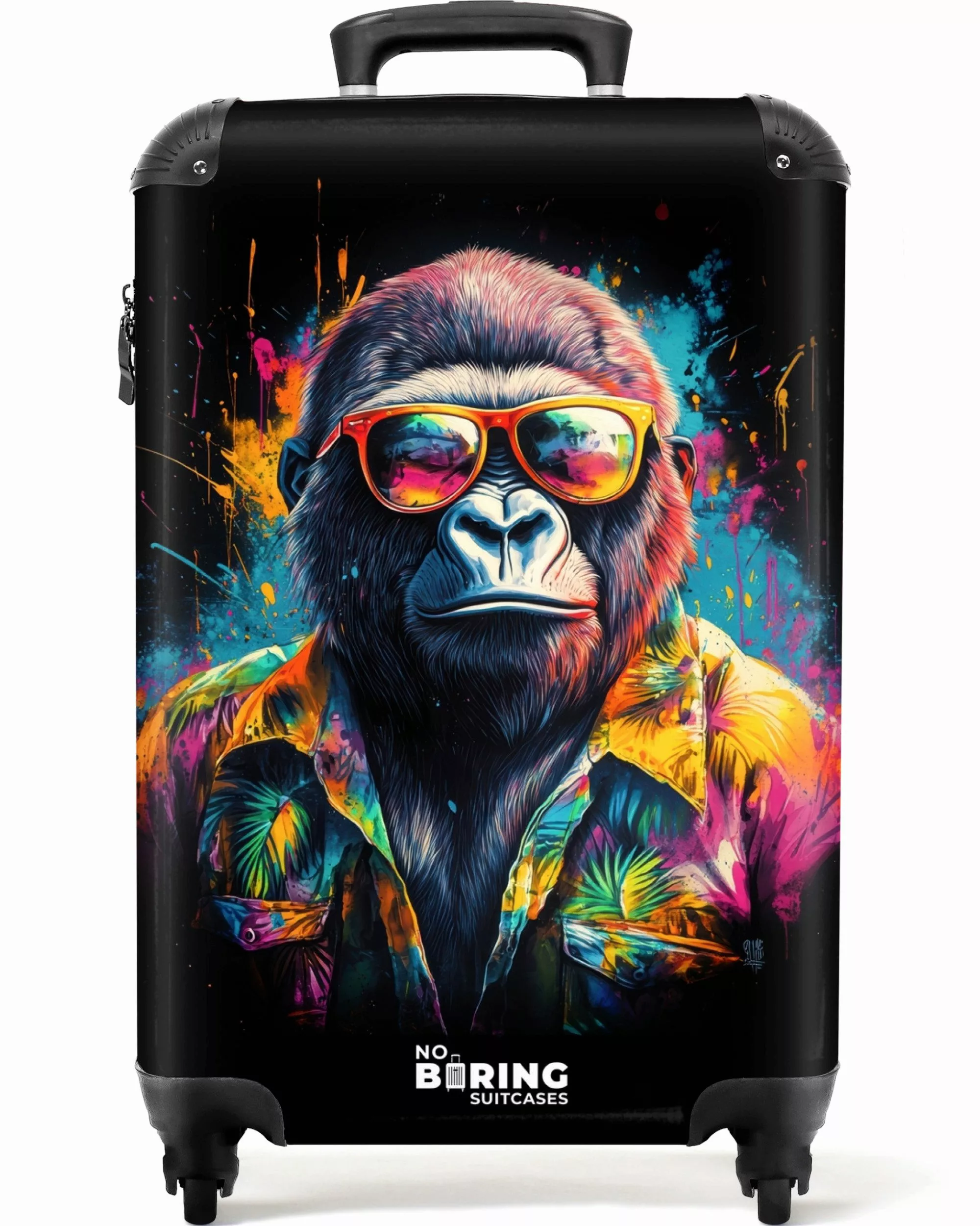NoBoringSuitcases.com© Hartschalen-Trolley Gorilla mit Hawaii-Bluse 55x35x2 günstig online kaufen