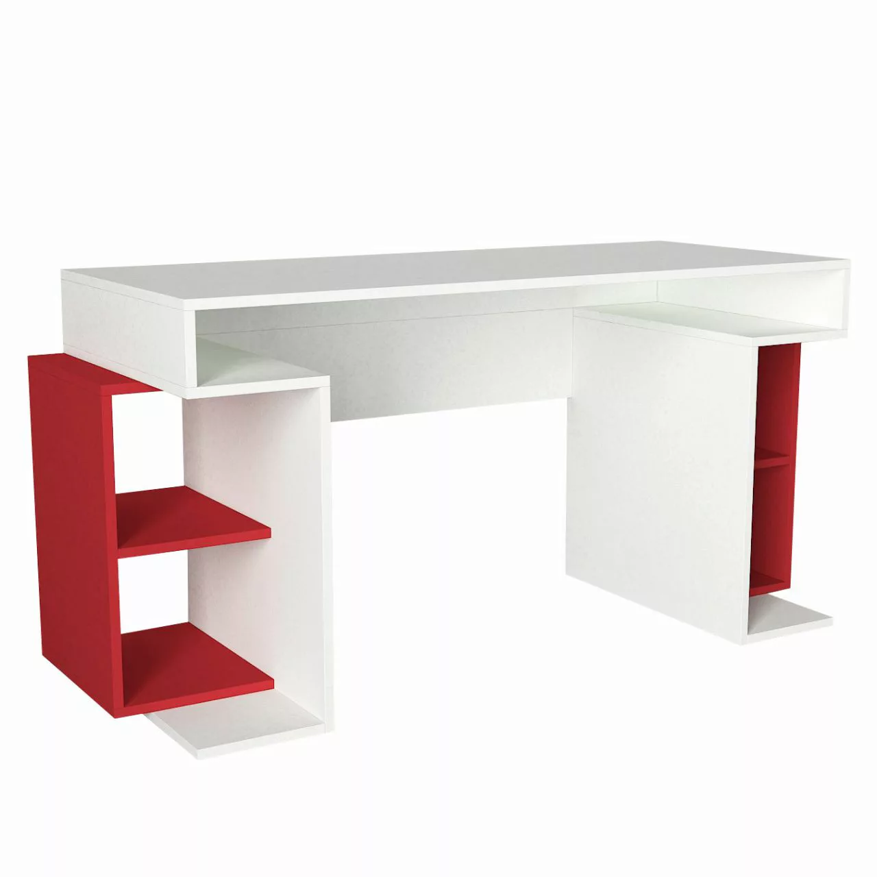Schreibtisch Monument weiß rot B/H/T: ca. 140x75x75 cm günstig online kaufen
