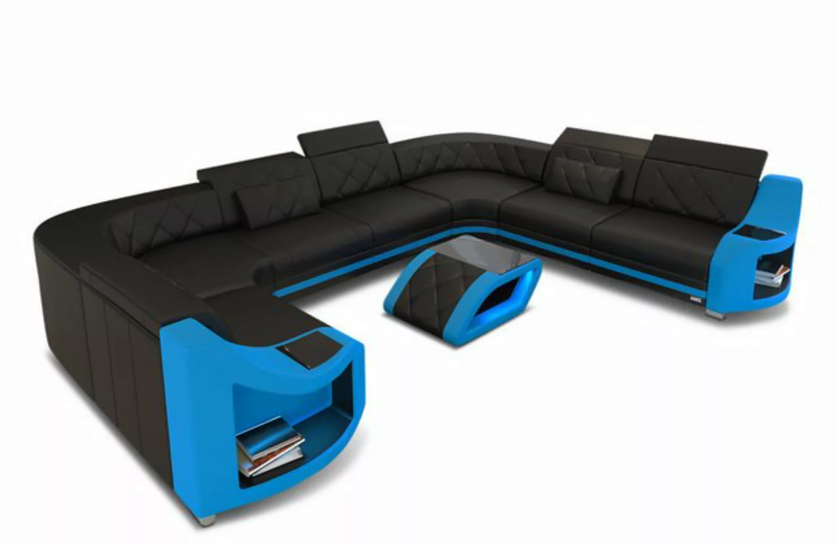 Sofa Dreams Wohnlandschaft Ledercouch Sofa Leder Genua U Form Ledersofa, Co günstig online kaufen