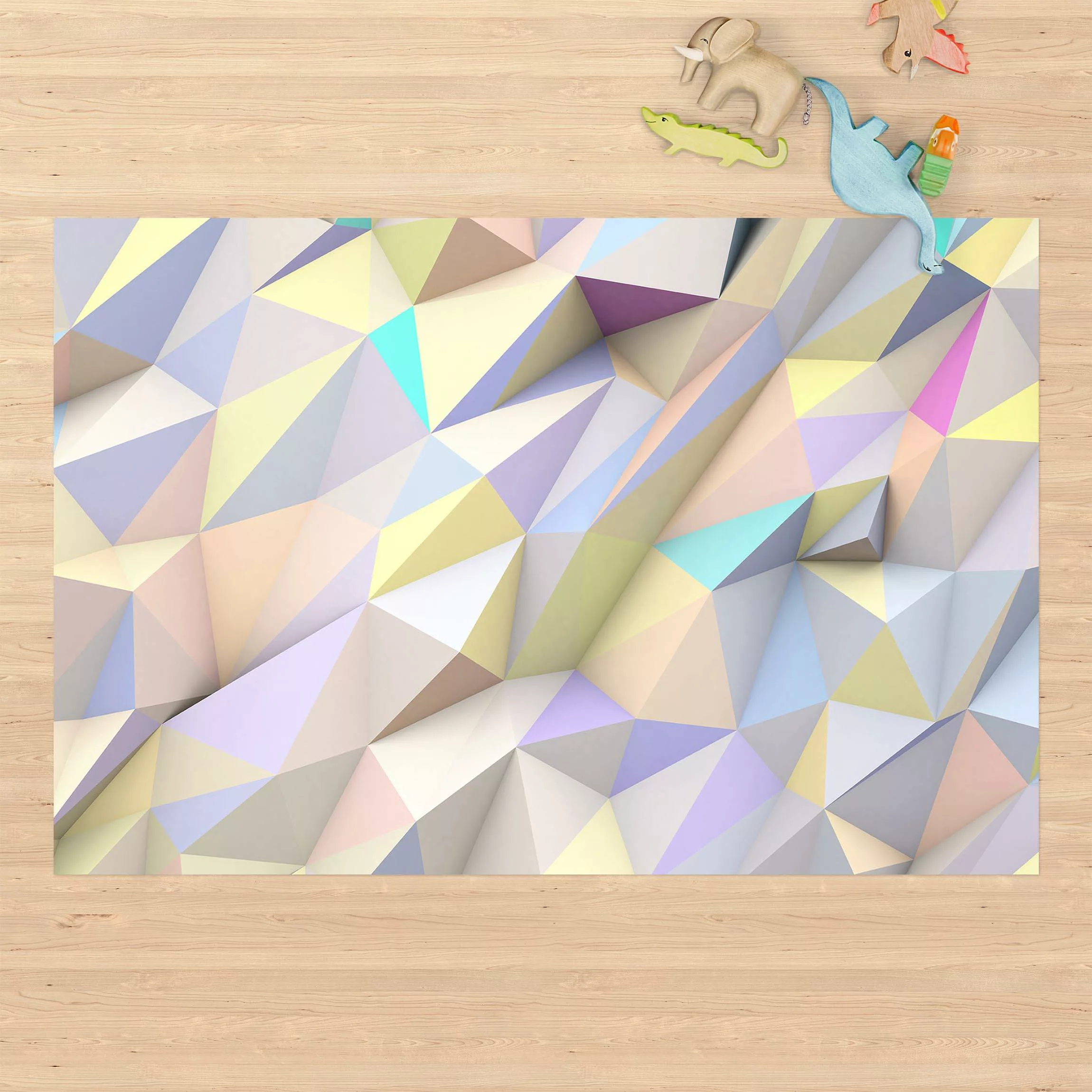 Vinyl-Teppich Geometrische Pastell Dreiecke in 3D günstig online kaufen