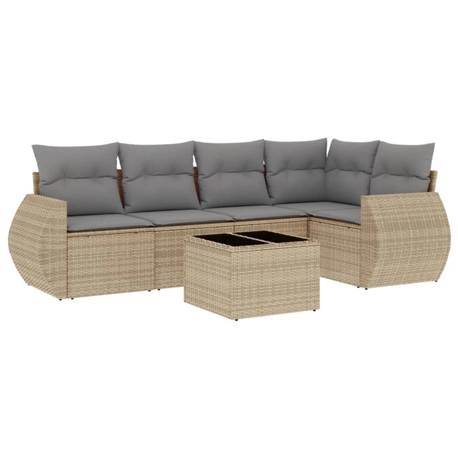 vidaXL 6-Tlg Garten-Sofagarnitur mit Kissen Beige Poly Rattan 3253676 günstig online kaufen